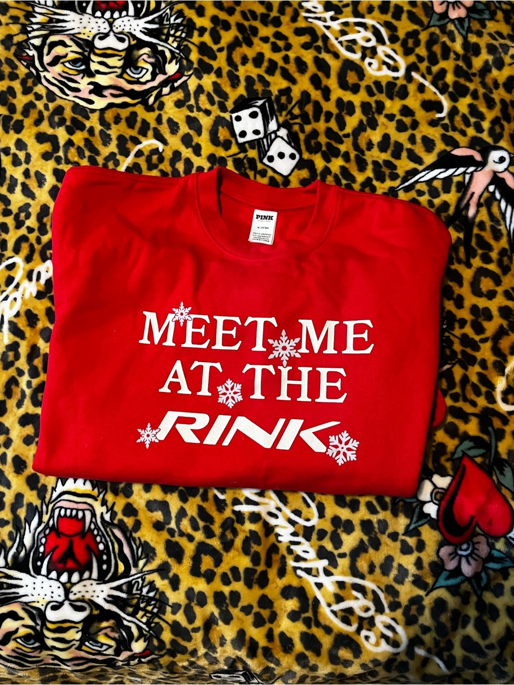 PINK Victoria's Secret Meet me at the Rink Red Crewneck Sweatshirt